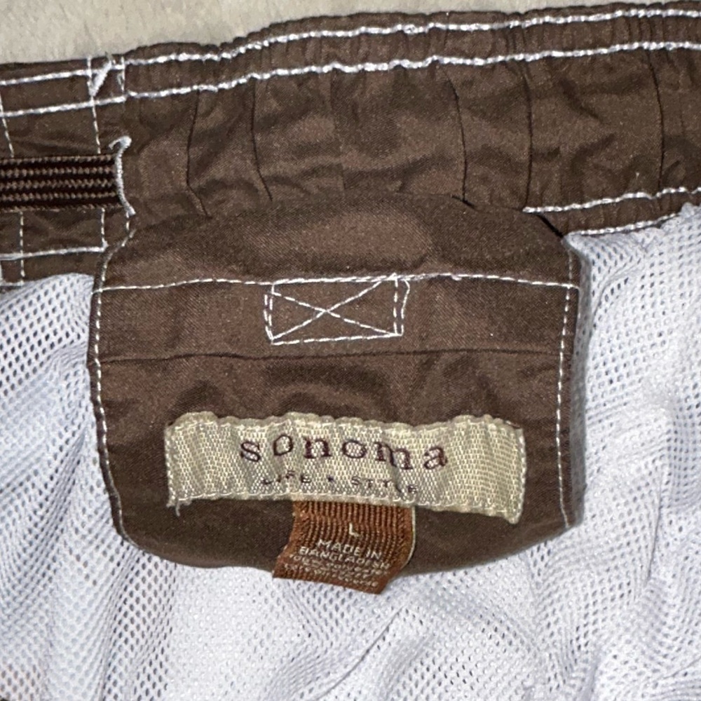 Sonoma swim lined board short style swim trunks brown blue L - Picture 5 of 8